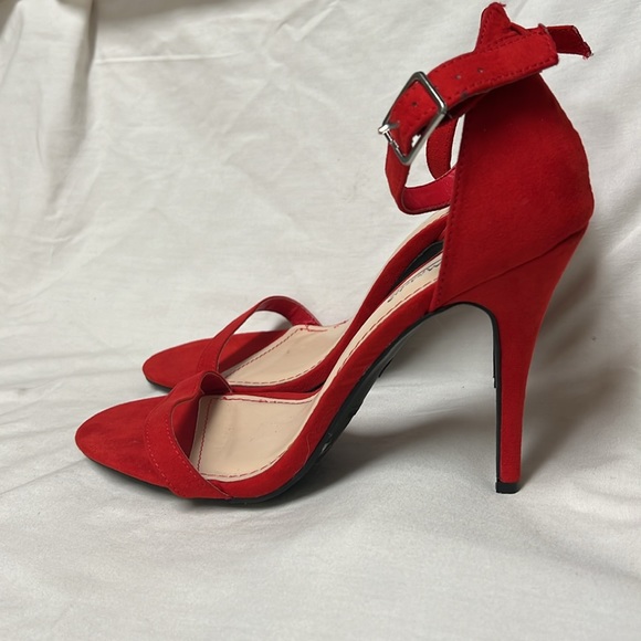 Anne Michelle, Red, Open Toe, Ankle Strap Heels, Size 10 - Picture 3 of 16